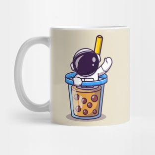 Cute Astronaut In Boba Milk Tea Cup Mug